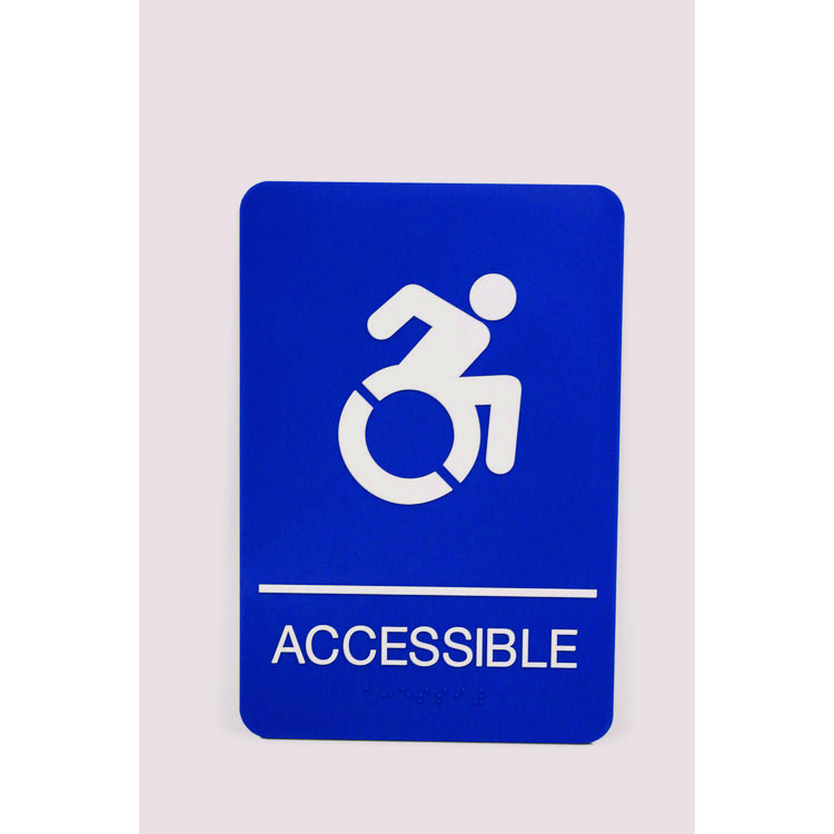 Headline Sign ADA Sign, Accessible, 6 x 9, Blue Face, White Graphics (USS7786)