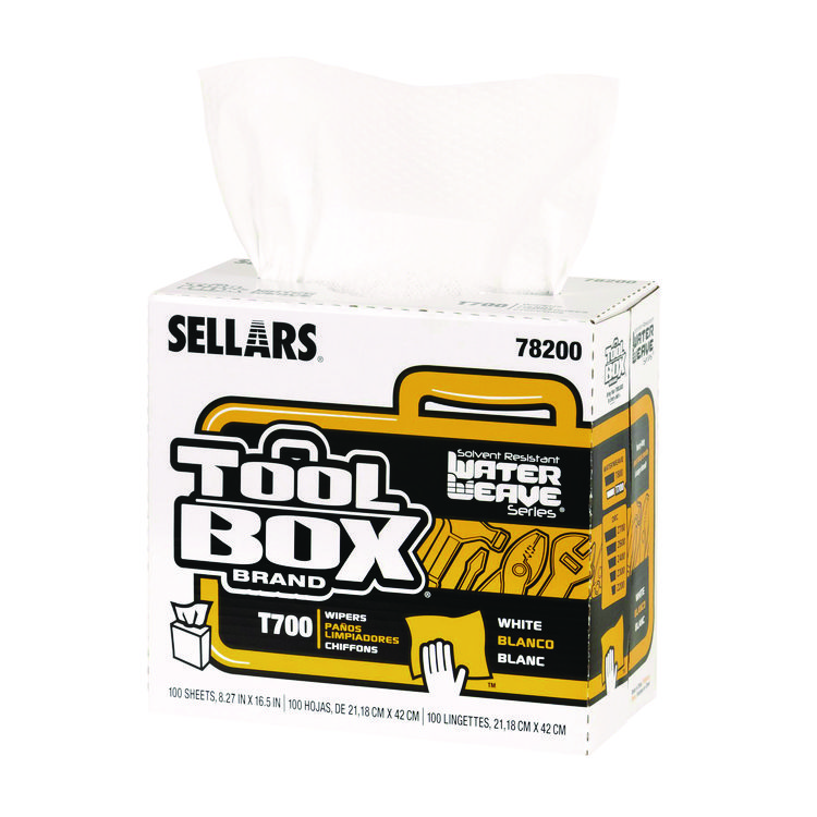 Sellars TOOLBOX WaterWeave T700 Wipers, 1-Ply, 8.27 x 16.5, White, 100 Sheets/Box, 8 Boxes/Carton (SLR78200)