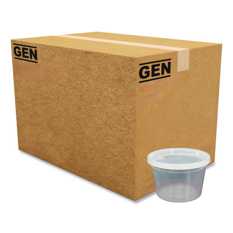 GEN Plastic Deli Containers with Lid, 16 oz, Clear, Plastic, 240/Carton (GENDELI16OZ)