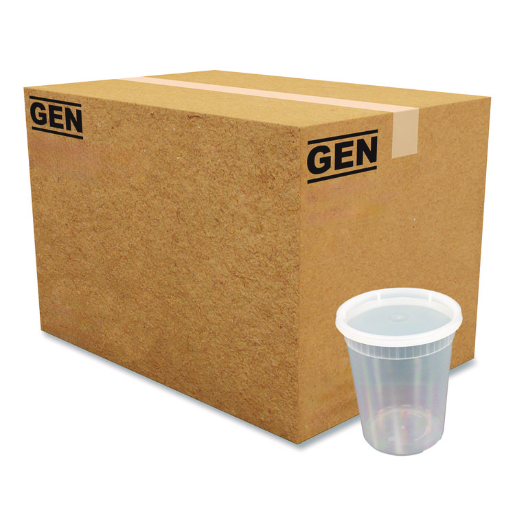 GEN Plastic Deli Container with Lid, 32 oz, Clear, Plastic, 240/Carton (GENDELI32OZ)