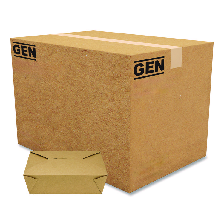 GEN Reclosable Kraft Take-Out Box, 76 oz, Brown, Paper, 200/Carton (GENPAPERBOX3)