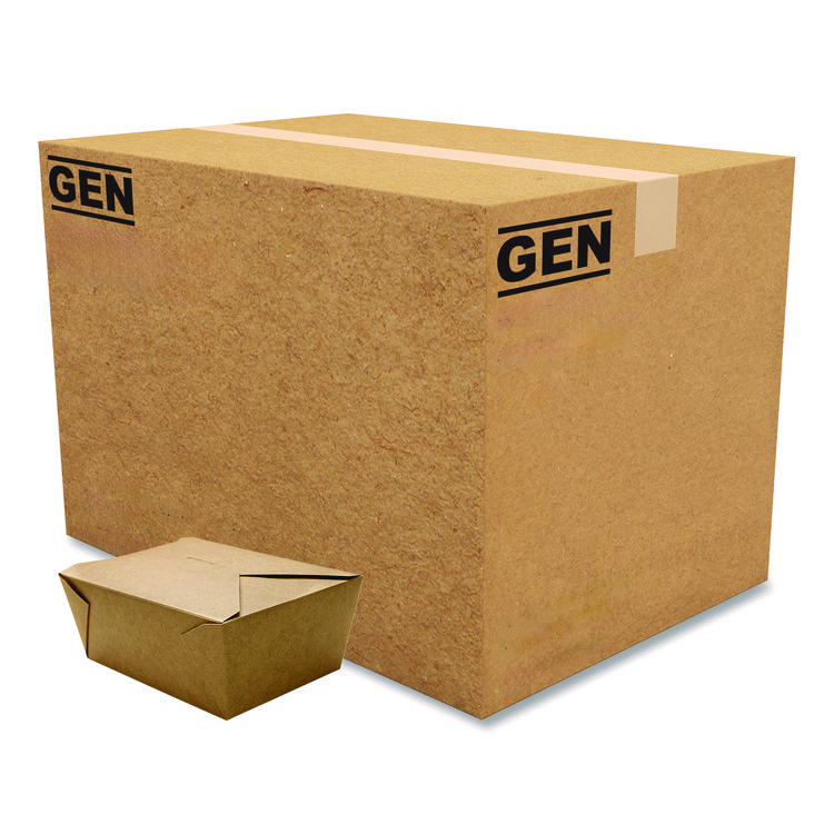 GEN Reclosable Kraft Take-Out Box, 110 oz, Brown, Paper, 160/Carton (GENPAPERBOX4)