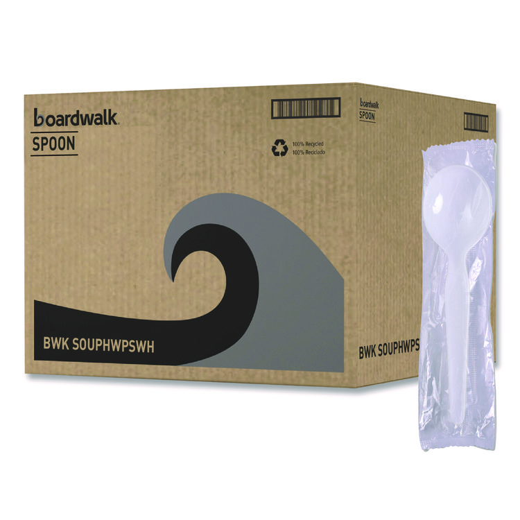 Boardwalk Heavyweight Polystyrene Cutlery, Soup Spoon, Plastic, White, 1,000/Carton (BWKSOUPHWPSWH)
