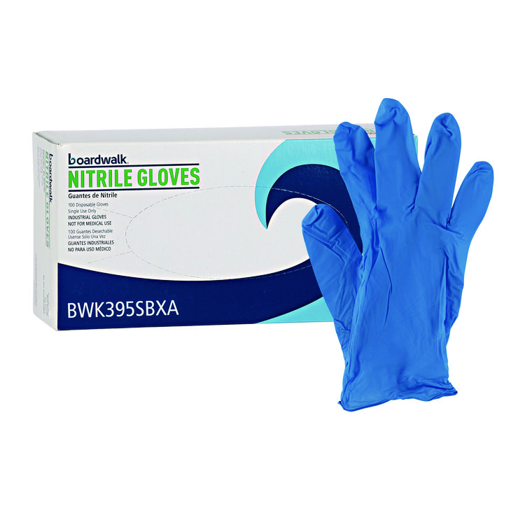 Boardwalk 395 Series Disposable General-Purpose Nitrile Gloves, Powder-Free, Small, 5 mil Thick, 9.5" Long, Blue, 100/Box (BWK395SBXA)