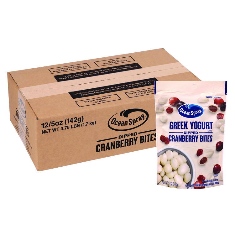 Ocean Spray Greek Yogurt Dipped Cranberry Bites, Cranberry/Yogurt, 5 oz Bag, 12/Carton (GRR22002298)