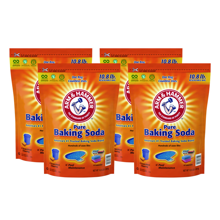 Arm & Hammer Baking Soda, 10.8 lb Bag, 4/Carton (CDC3320000341)