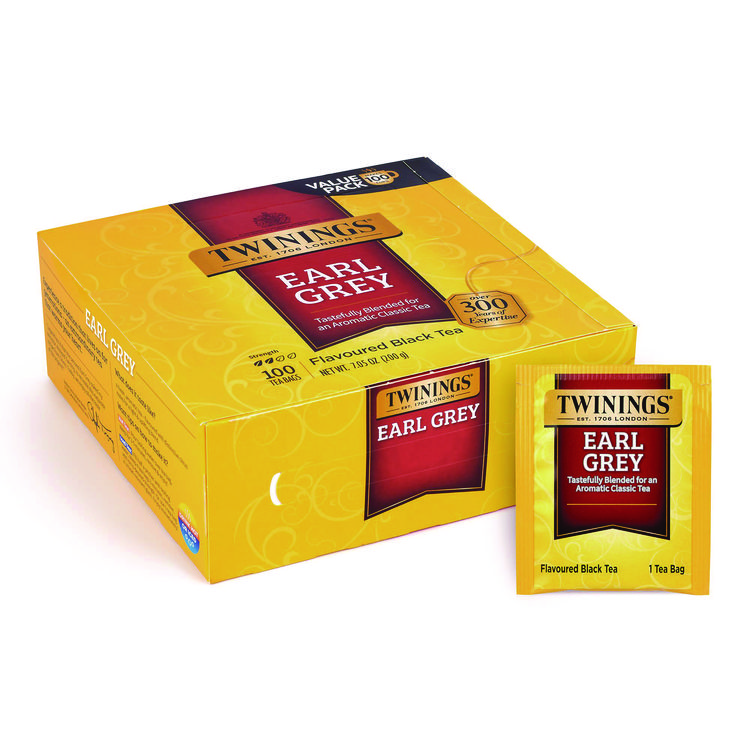 TWININGS Tea Bags, Earl Grey, Individually Wrapped, 100/Carton (GRR22002386)
