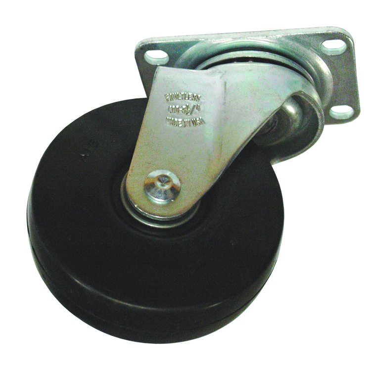 Rubbermaid Commercial 4" Caster for the 3/4" Std Duty Tilt Truck, Rigid Mount Plate, 4" Wheel, Black/Gray (SGS1013L2)