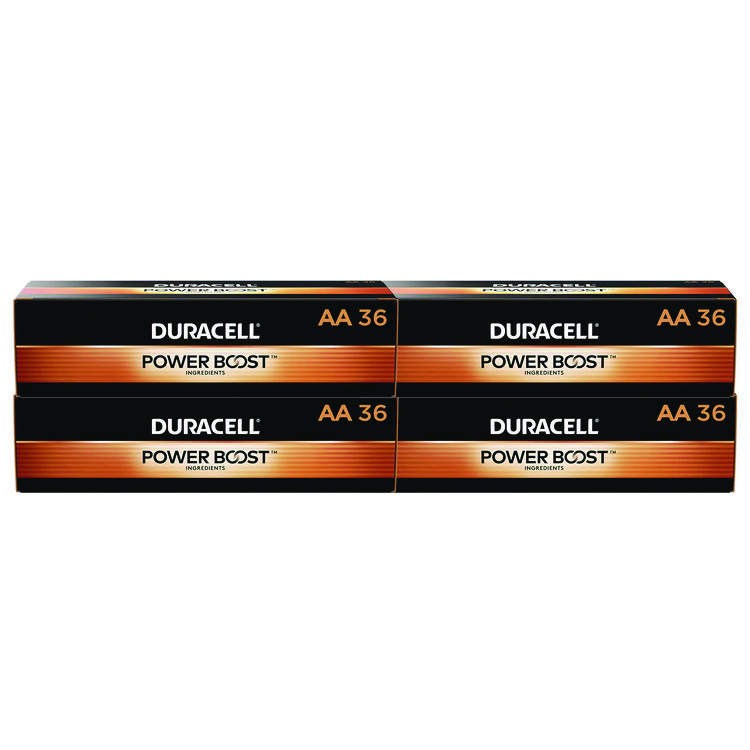 Duracell Power Boost CopperTop Alkaline AA Batteries, 36/Pack, 4 Packs/Carton (DURAACTBULK36CT)