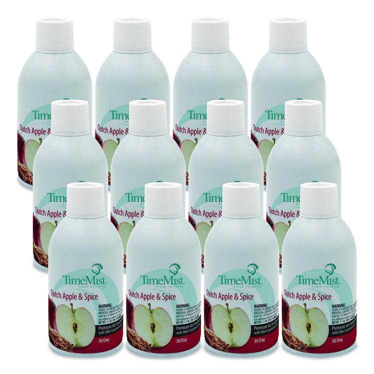 TimeMist Premium Metered Air Freshener Refill, Dutch Apple and Spice, 7.1 oz Aerosol Spray, 12/Carton (TMS1042818)