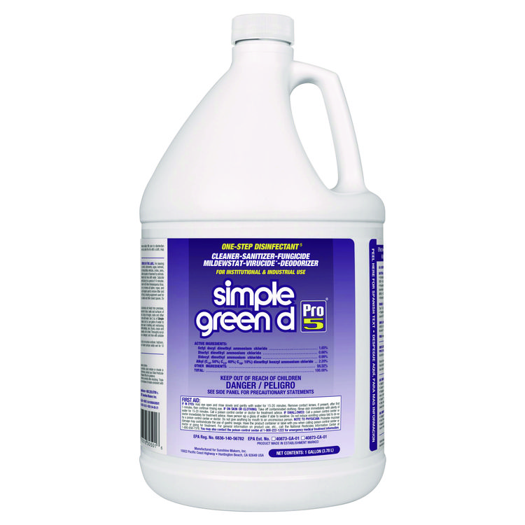 Simple Green d Pro 5 Disinfectant, 1 gal Bottle, 4/Carton (SMP30501CT)