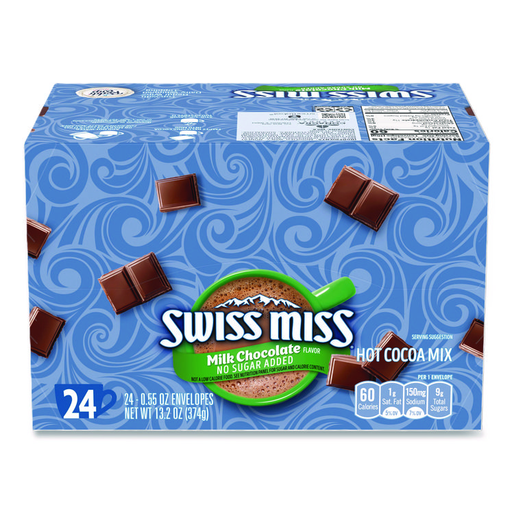 Swiss Miss Hot Cocoa Mix, No Sugar Added, 24 Packets/Box (SWM55584)