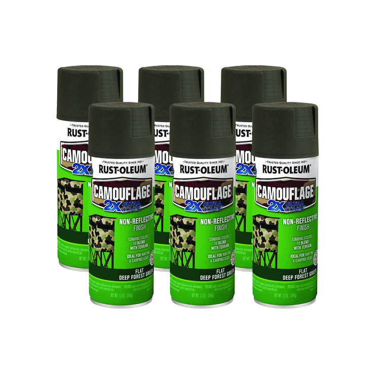 Rust-Oleum Camouflage Spray Paint, Flat Deep Forest Green, 12 oz Aerosol Can, 6/Carton (RST279175CT)