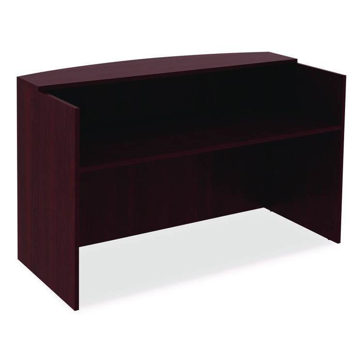 Alera Alera Valencia Series Reception Desk with Transaction Counter, 71" x 35.5" x 29.5" to 42.5", Mahogany (ALEVA327236MY)
