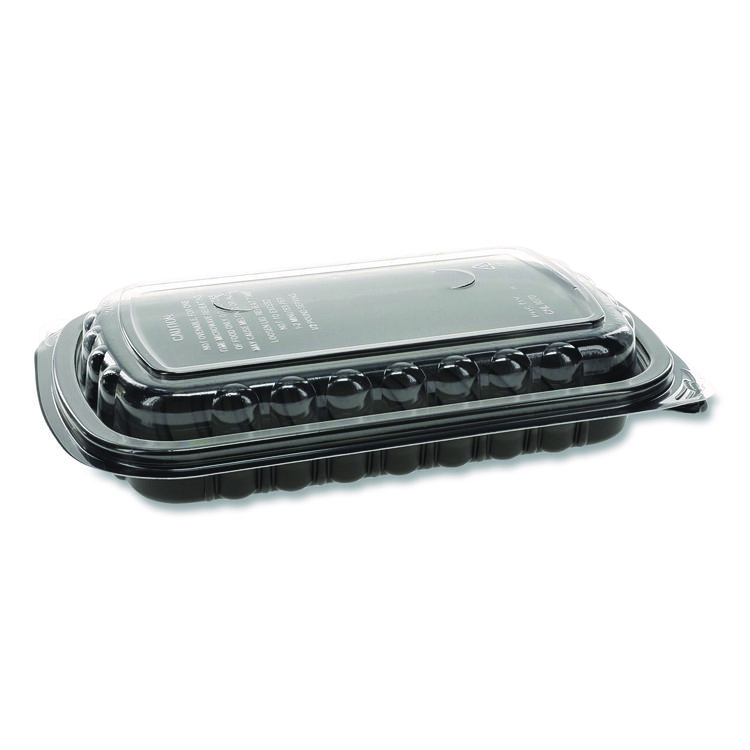 Pactiv Evergreen MealMaster Rib Container, 10 x 7.1 x 2.1, Black/Clear, Plastic, 90/Carton (PCT0CNC10700DZY)