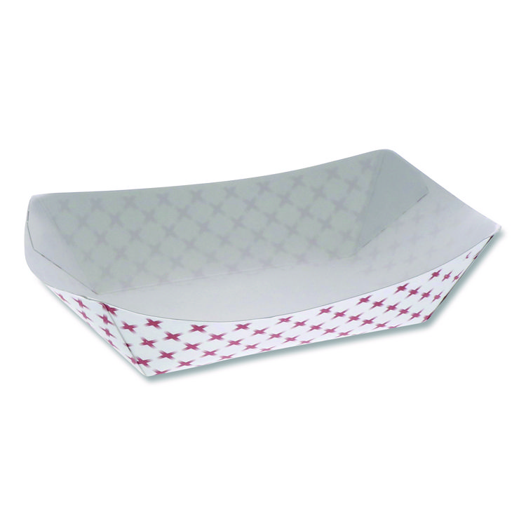 Pactiv Evergreen Paperboard Food Tray, 3 lb, 7.75 x 5.1 x 2.1, Red/White, 500/Carton (PCTD3T)