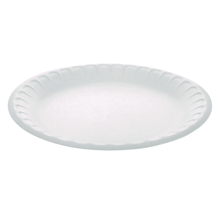 Pactiv Evergreen Placesetter Satin Non-Laminated Economy Foam Dinnerware, Plate, 9" dia, White, 500/Carton (PCTYTH10009STEC)