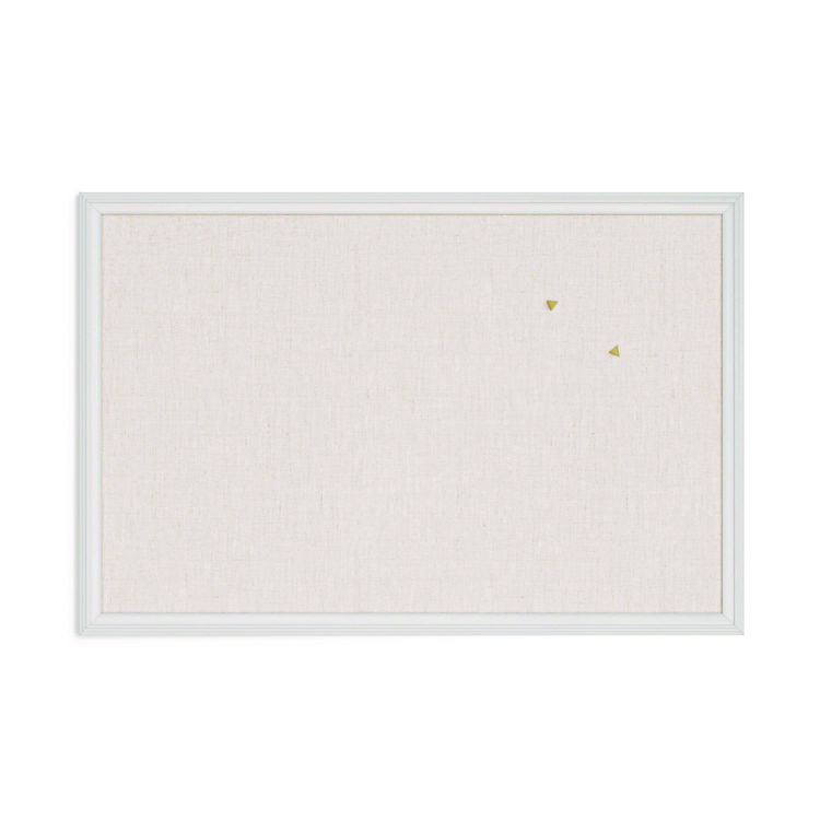 U Brands Linen Bulletin Board with Decor Frame, 30" x 20", Tan Surface, White Wood Frame (UBR2074U0001)