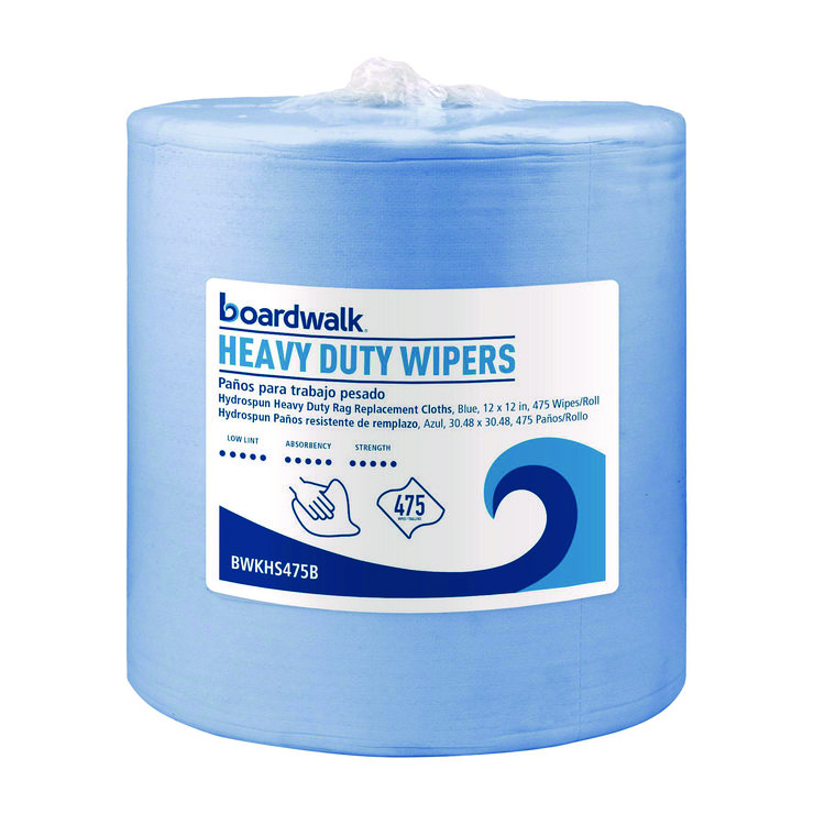 Boardwalk Hydrospun Wipers, 12 x 12, Blue, 475 Sheets/Roll (BWKHS475B)