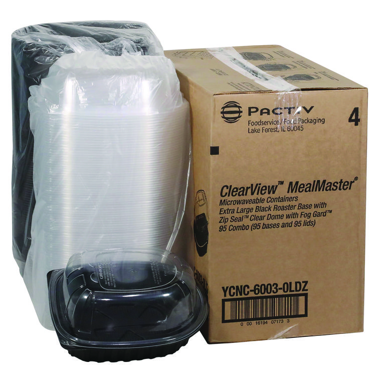 Pactiv Evergreen ClearView MealMaster Chicken Roaster, 10.75 x 8.5 x 4.25, Black/Clear, Plastic, 95/Carton (PCTYCNC60030LDZ)