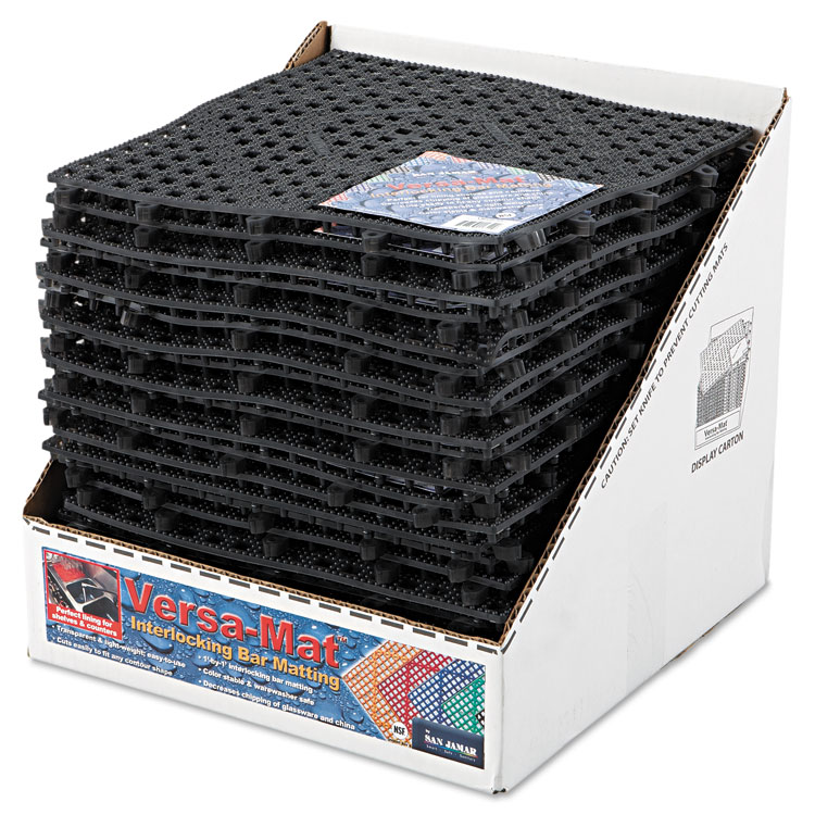 San Jamar Versa-Mat Bar-Shelf Liner, Plastic, 12w x 12d x 0.25h, Black, 24/Carton (SJMVM5280BK)