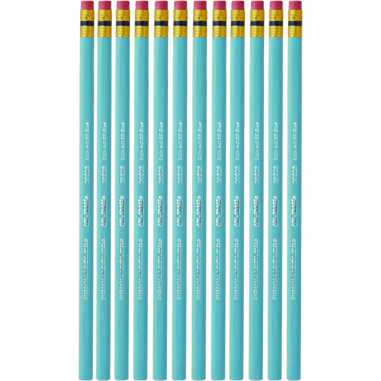 Prismacolor Col-Erase Pencil with Eraser, 0.7 mm, 2B, Non-Photo Blue Lead, Non-Photo Blue Barrel, Dozen (SAN20028)