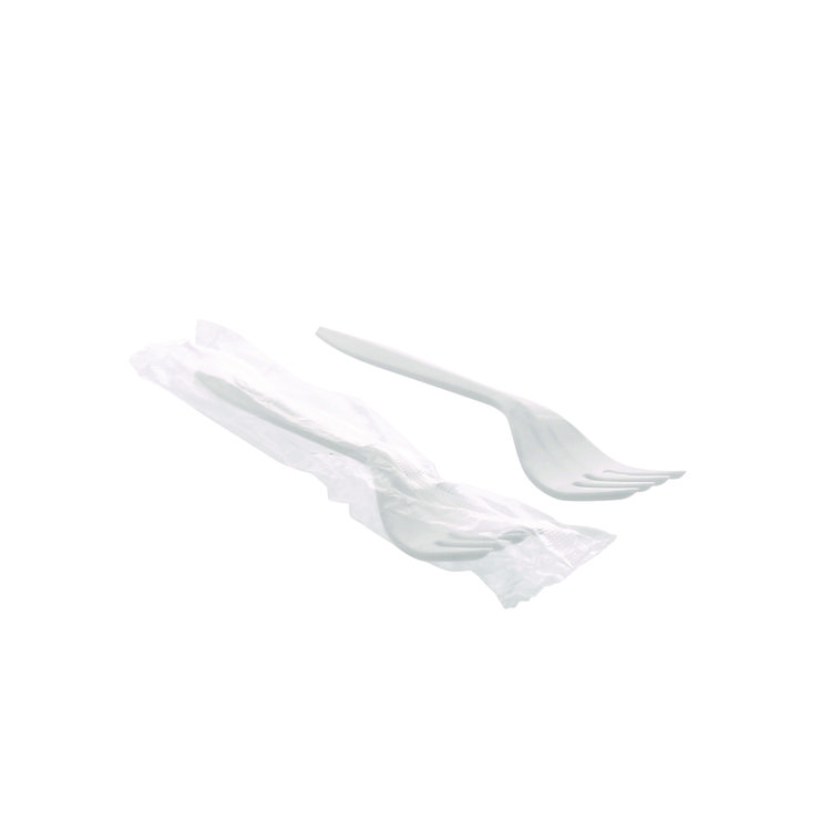 Pactiv Evergreen Fieldware Cutlery, Individually Wrapped, Mediumweight Fork, Plastic, White, 1,000/Carton (PCTFKFWCH)