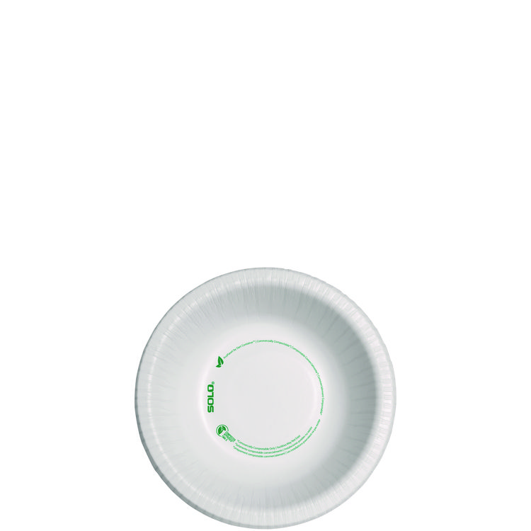 SOLO Compostable Paper Dinnerware, ProPlanet Seal, Bowl, 12 oz, White, 125/Pack (SCCHB12PLANETPK)
