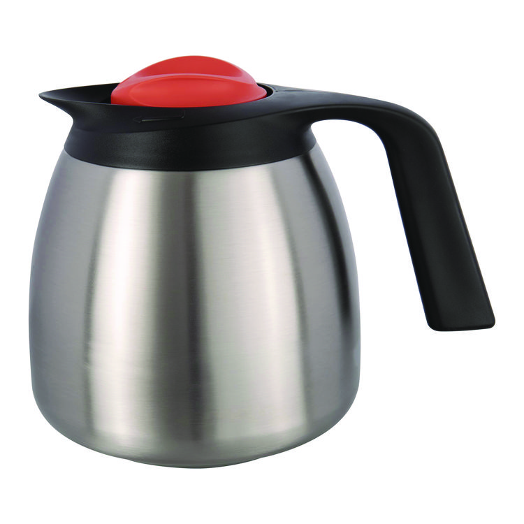 BUNN Decaf Thermal Carafe, 64 oz, Stainless Steel/Black/Orange (BUNTHERMORN)