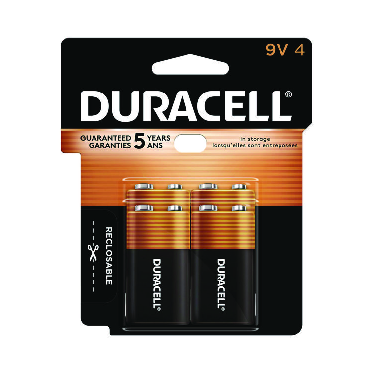 Duracell CopperTop Alkaline 9V Batteries, 4/Pack (DURMN16RT4Z)