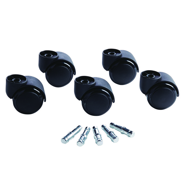 Master Caster Deluxe Futura Flush-Mount Soft-Wheel Casters, 0.44" x 0.88" Type B Stems, 2.19" Polyurethane Wheels, Matte Black, 5/Set (MAS23620)