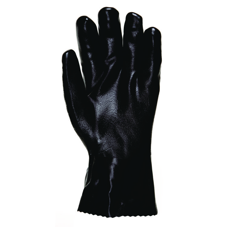 MCR Safety Double-Dipped PVC Gloves, 14" Long, Large, Black, 12 Pairs (MPG6524SJ)