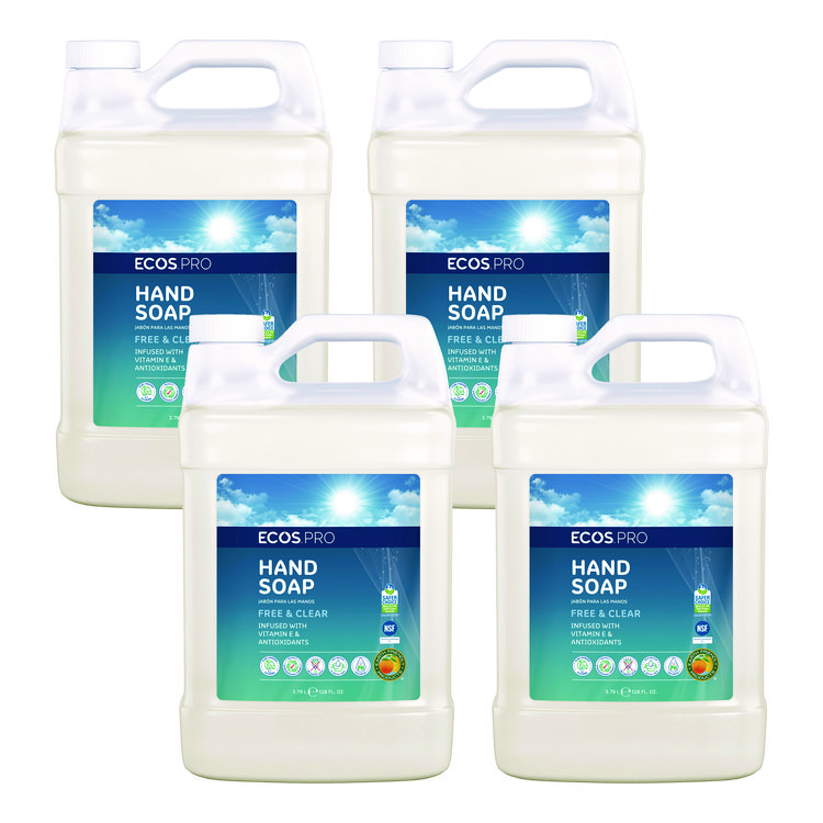 ECOS PRO Liquid Hand Soap, Free and Clear, 1 gal, 4/Carton (EOPPL966304CT)