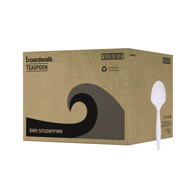 Boardwalk Mediumweight Polypropylene Cutlery, Spoon, 5.31", Plastic, White, 1,000/Carton (BWKSPOONPPMW)