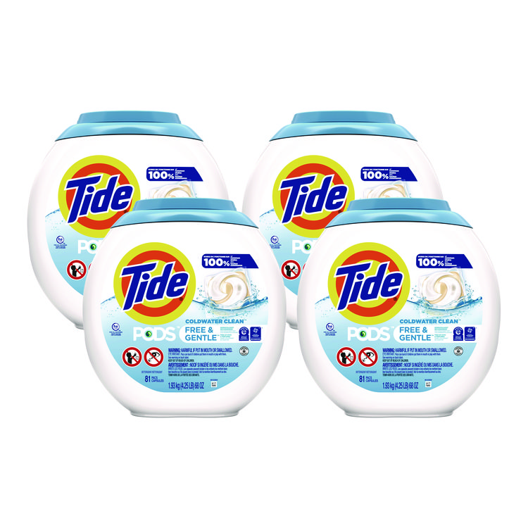 Tide Pods, HE Compatible, Unscented, 81 Pods/Tub, 4 Tubs/Carton (PGC91798)