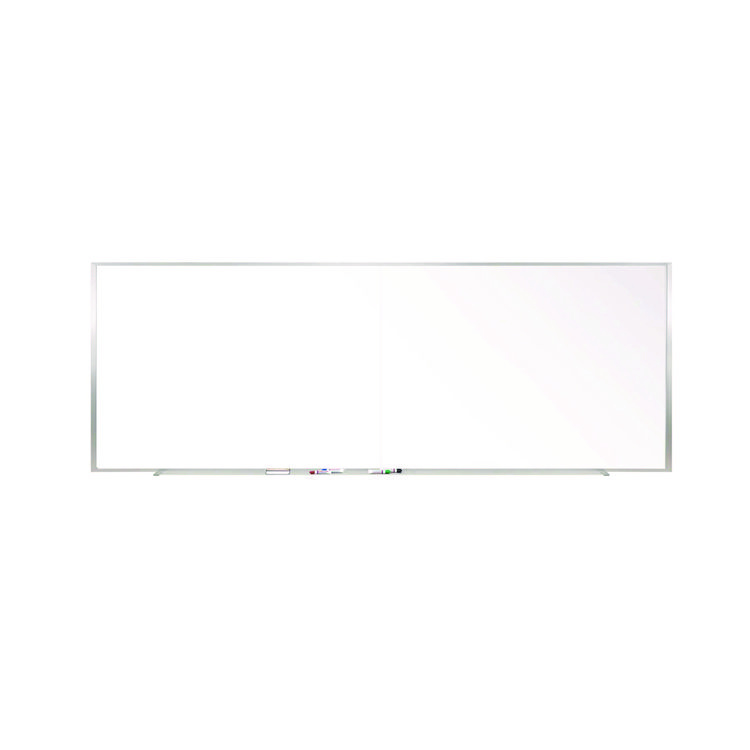 Ghent Two-Piece M1 Porcelain Magnetic Whiteboard, 120.75" x 48.5", White Surface, Satin Aluminum Frame (GHEM141042P)