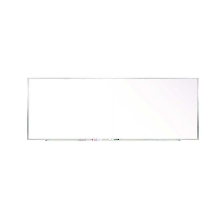 Ghent Two-Piece M1 Porcelain Magnetic Whiteboard, 144.5" x 48.5", White Surface, Satin Aluminum Frame (GHEM141242P)