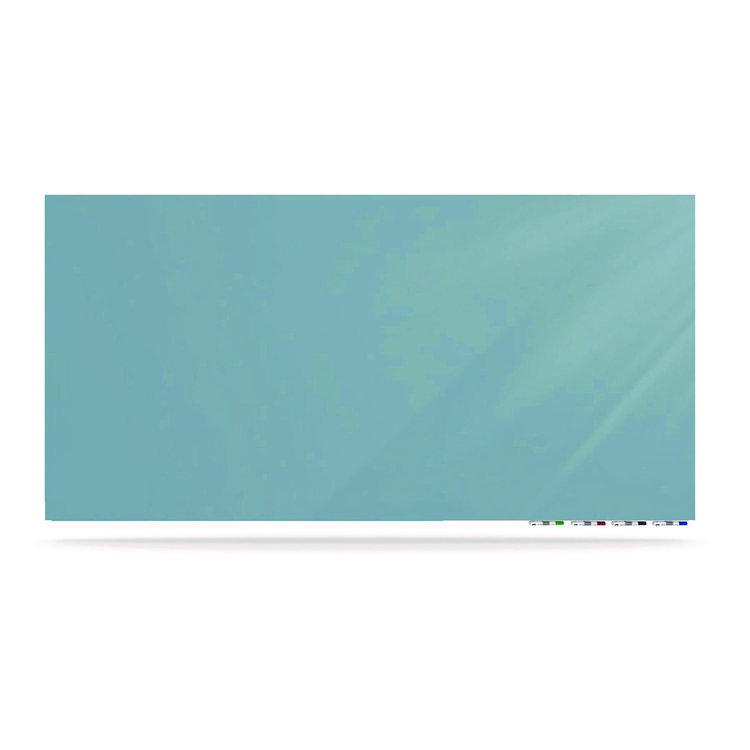 Ghent Aria Low-Profile Frameless Magnetic Glassboard, 120" x 48", Denim Blue Surface (GHEARIASM410DM)