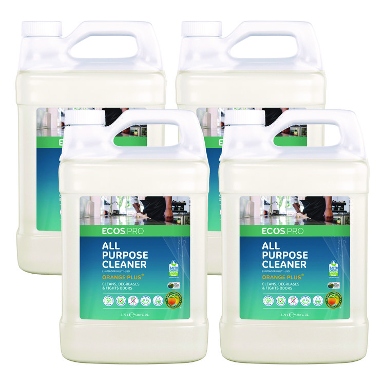 ECOS PRO Orange Plus All-Purpose Cleaner and Degreaser, Citrus Scent, 1 gal Bottle, 4/Carton (EOPPL970604CT)