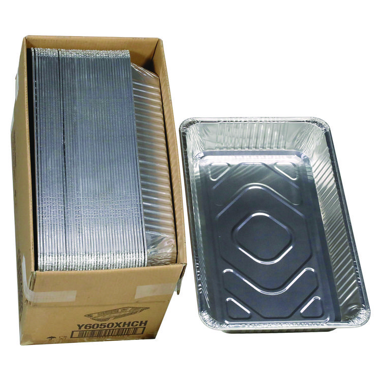 Pactiv Evergreen Aluminum Steam Table Pan, Heavy Duty Deep Full-Size, 3.37" Deep, 19.6 x 11.6, 40/Carton (PCTY6050XHCH)