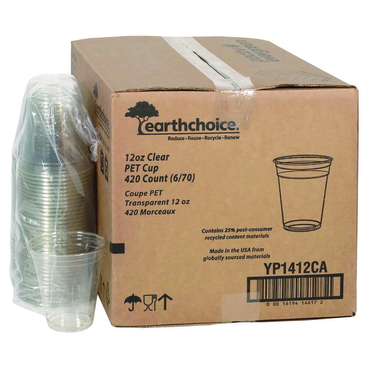 Pactiv Evergreen RPET Cold Cup, 12 oz, Plastic, Clear, 420/Carton (PCTYP1412CA)