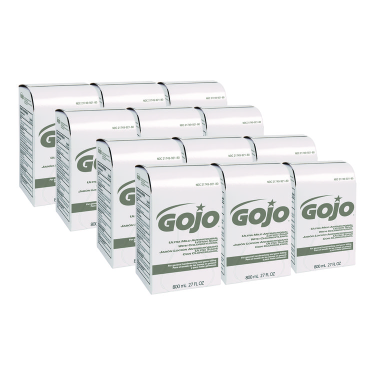 GOJO Ultra Mild Lotion Soap with Chloroxylenol Refill, Coconut Scent, 800 mL, 12/Carton (GOJ921212CT)