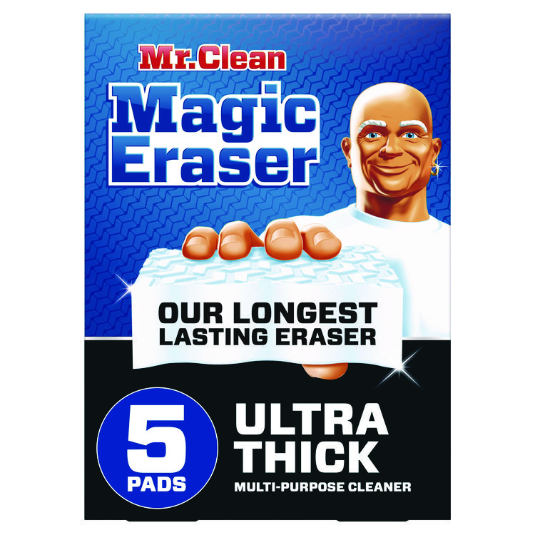 Mr. Clean Magic Eraser, Ultra-Thick, 4.6" x 2.3", 1.2" Thick, White, 5/Pack, 2 Packs/Carton (PGC12413)