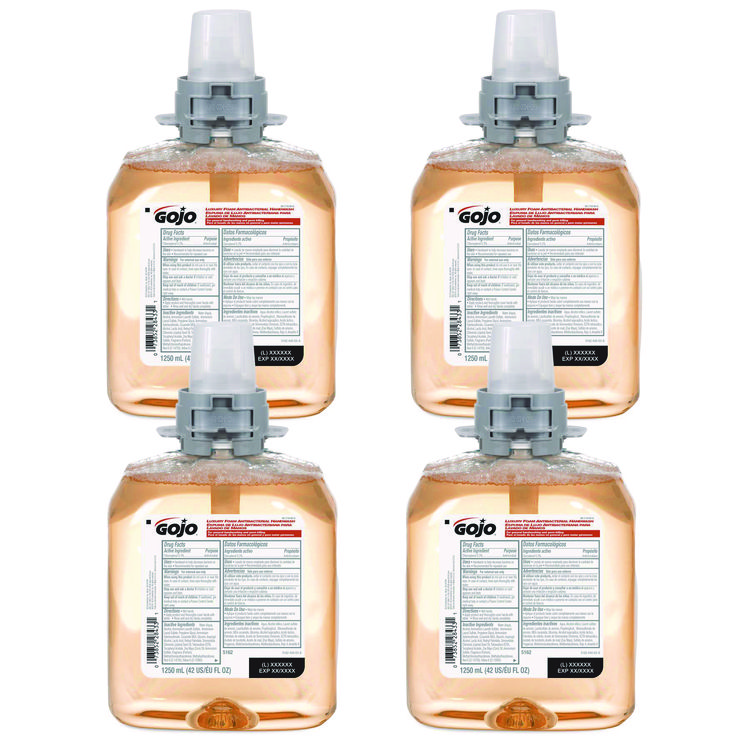 GOJO Luxury Foam Antibacterial Handwash Refill, Fresh Fruit Scent, 1,250 mL, 4/Carton (GOJ516204CT)