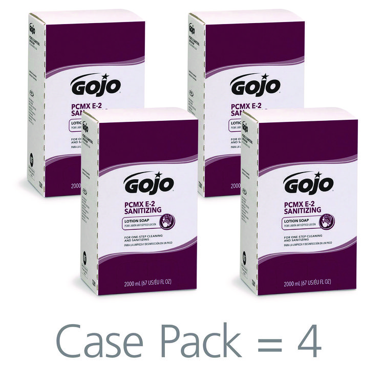 GOJ728104CT - GOJO E2 Sanitizing Lotion Soap with PCMX Refill, For Pro TDX Dispenser, Fragrance-Free, 2,000 mL, 4/Carton (GOJ728104CT)