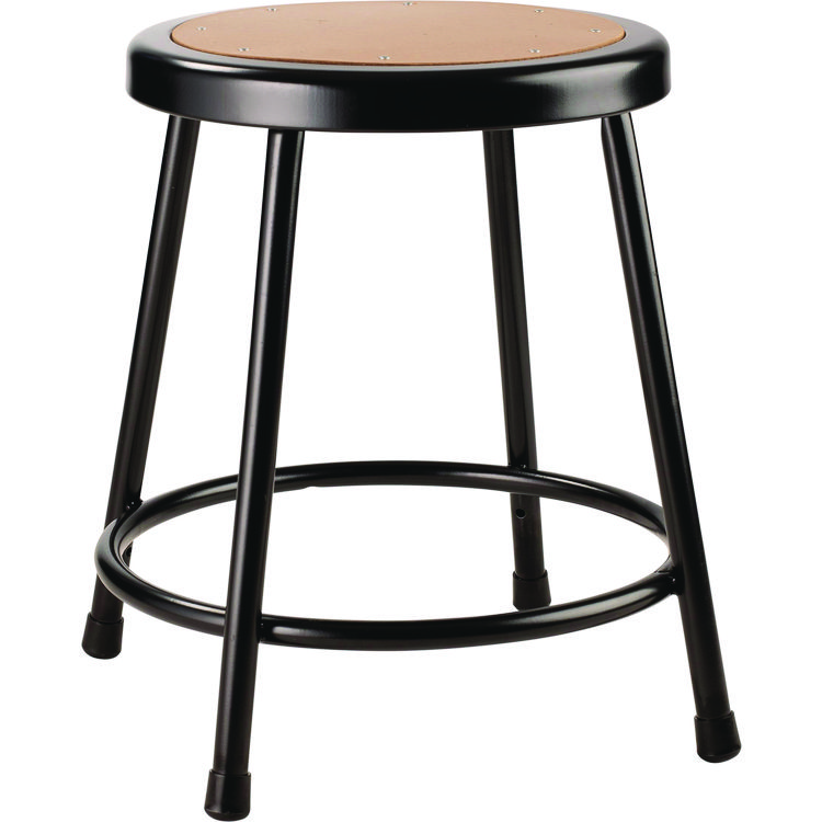 NPS 6200 Series Heavy Duty Steel Stool, Backless, Supports Up to 500 lb, 18" Seat Height, Brown Seat, Black Base (NPS621810)