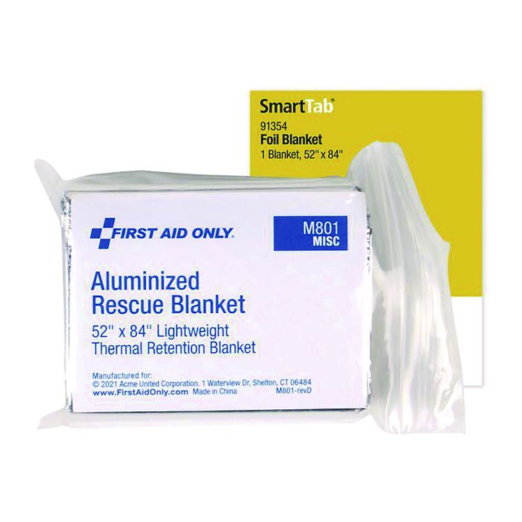 First Aid Only SmartCompliance Aluminized Rescue Blanket, 52 x 84, Silver (FAO91354)
