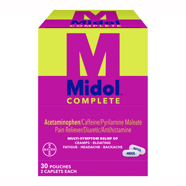 Midol Complete Menstrual Caplets, 2/Pack, 30 Packs/Box (PFY64458)