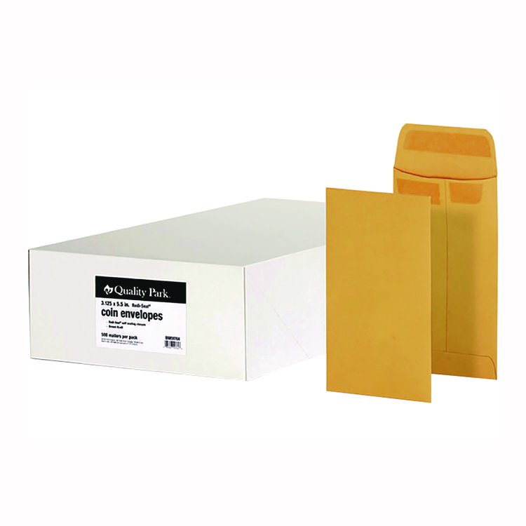 Quality Park Redi-Seal Coin and Small Parts Envelope, #5, Square Flap, Redi-Seal Adhesive Closure, 3.13 x 5.25, Brown Kraft, 500/Box (QUA50764)