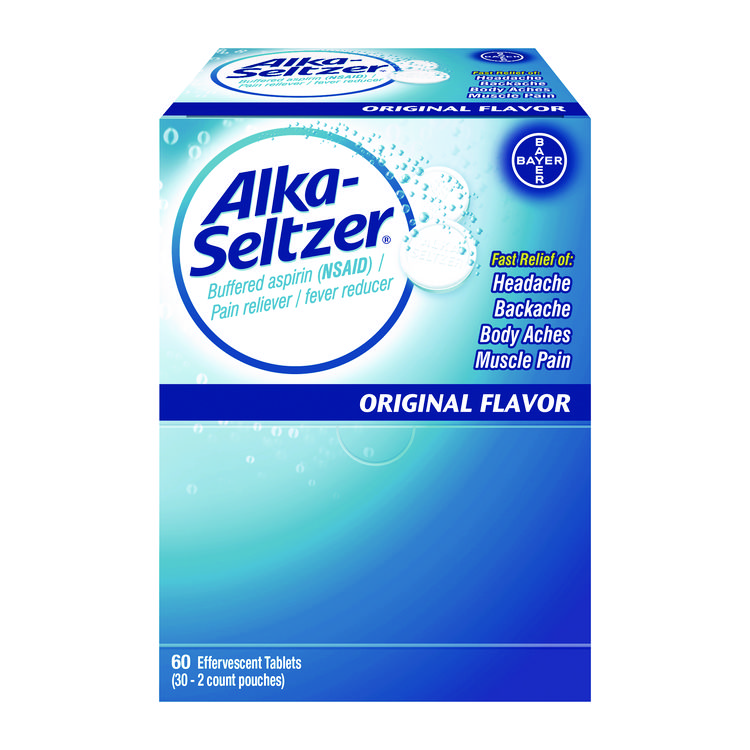 Alka-Seltzer Buffered Aspirin (NSAID) Tablets, 2/Pack, 30 Packs/Box (PFY64038)